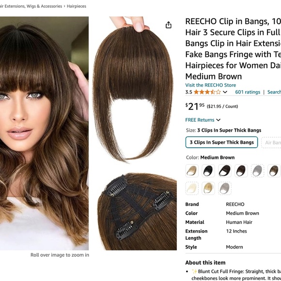 black clip-in faux bangs - Picture 10 of 11
